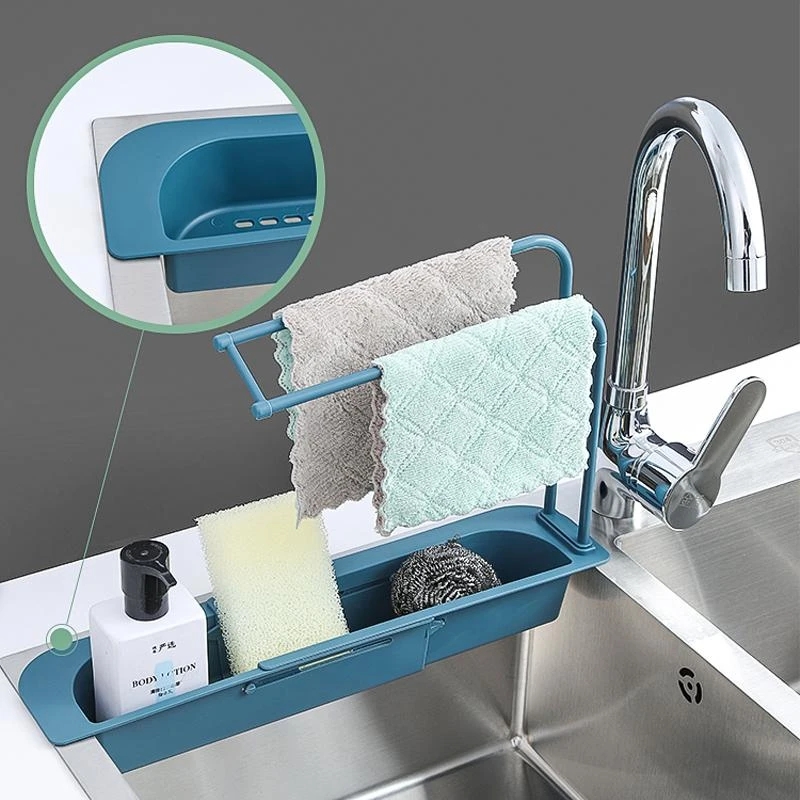 Kitchen Gadgets Rack Storage - تلسكوبي بالوعة الجرف تجفيف المطبخ الرف