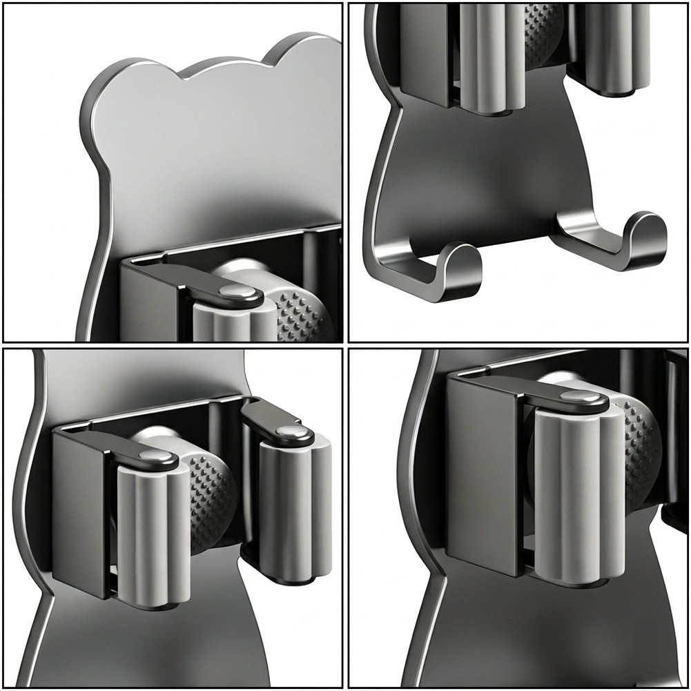 Kitchen Gadgets Rack Storage - حامل ممسحة أوتوماتيكي بمشبك مزدوج، لا