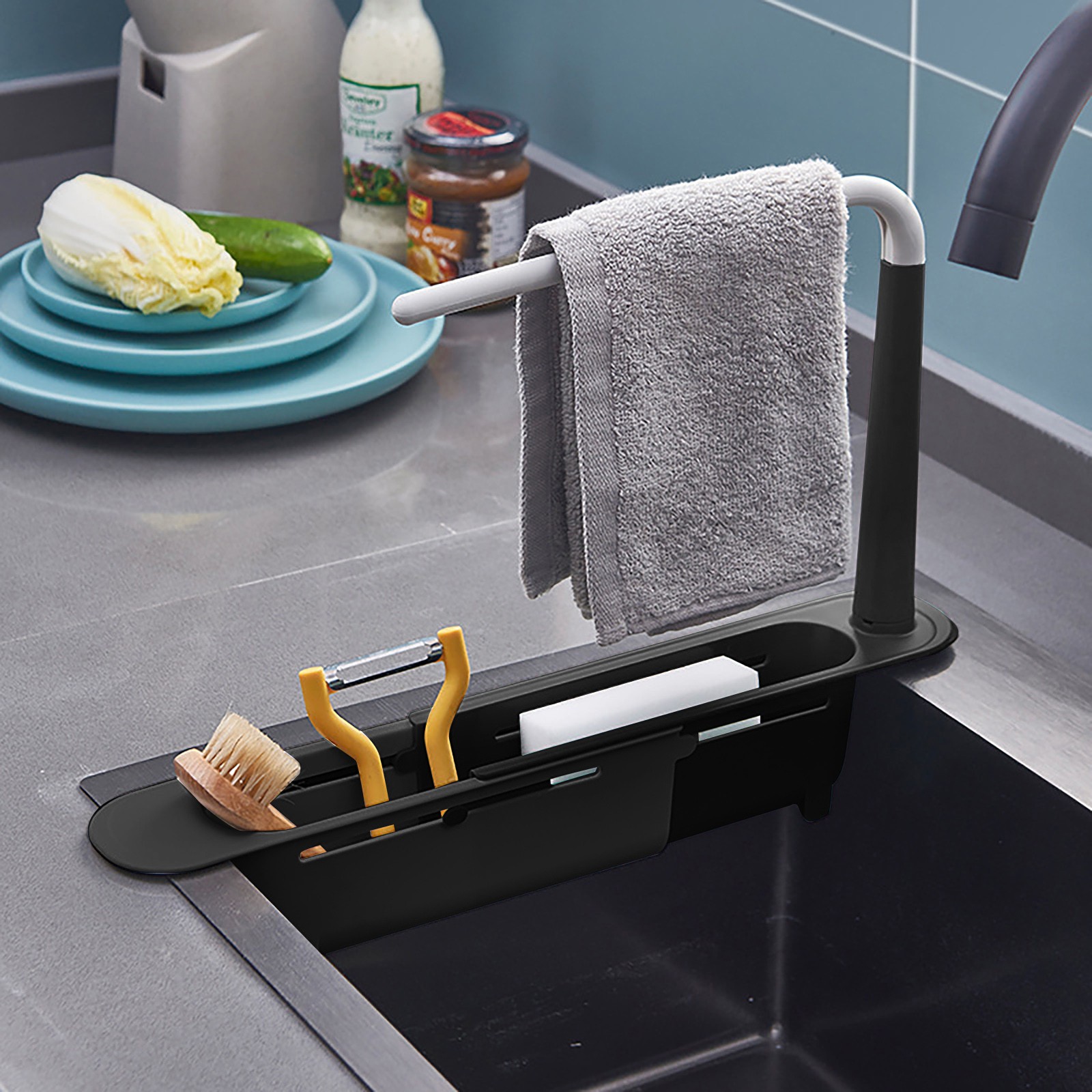 تجفيف بالوعة Elescopic ، منظم  - مراجعة Kitchen Gadgets Rack Storage وسعره