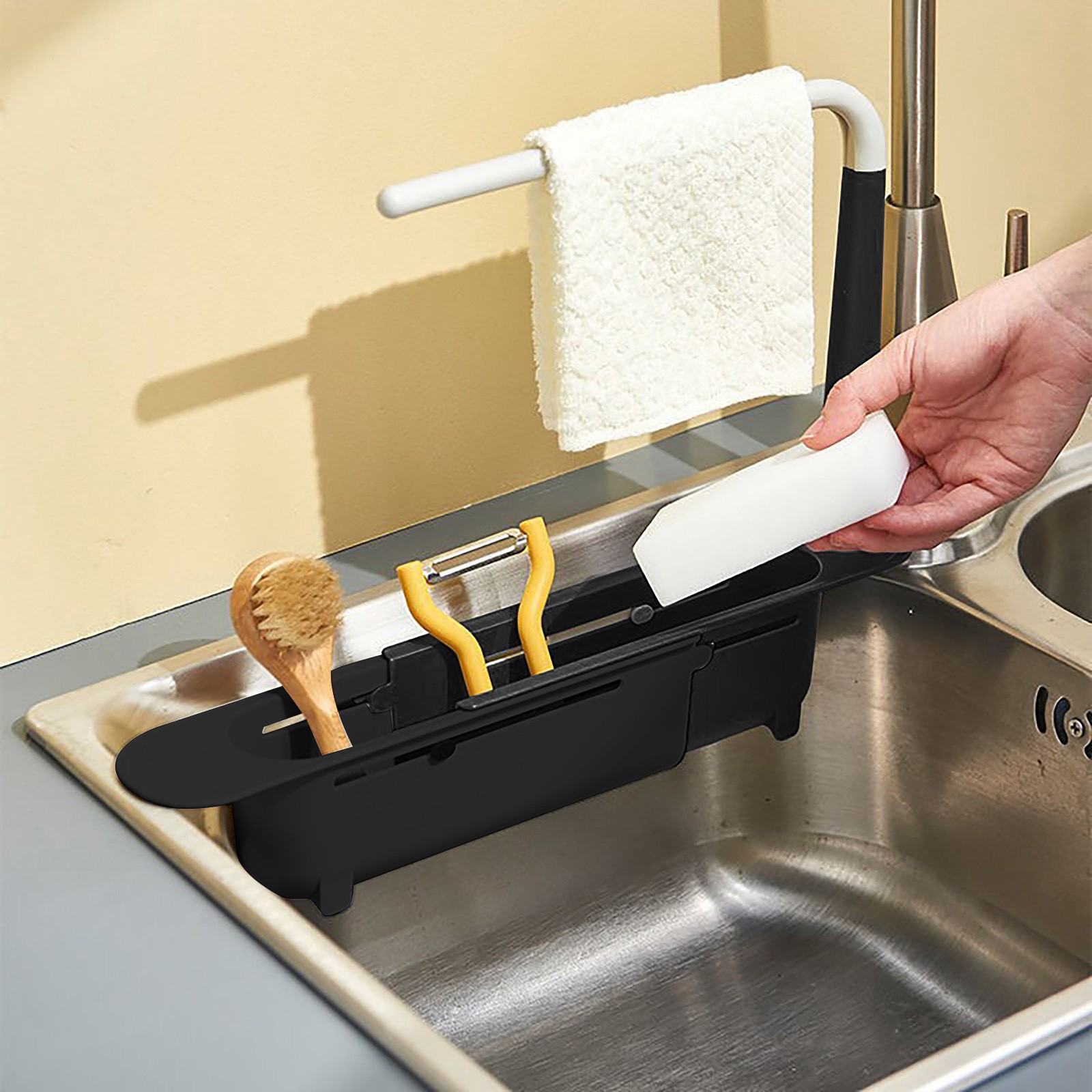 تجفيف بالوعة Elescopic ، منظم  - مراجعة Kitchen Gadgets Rack Storage وسعره