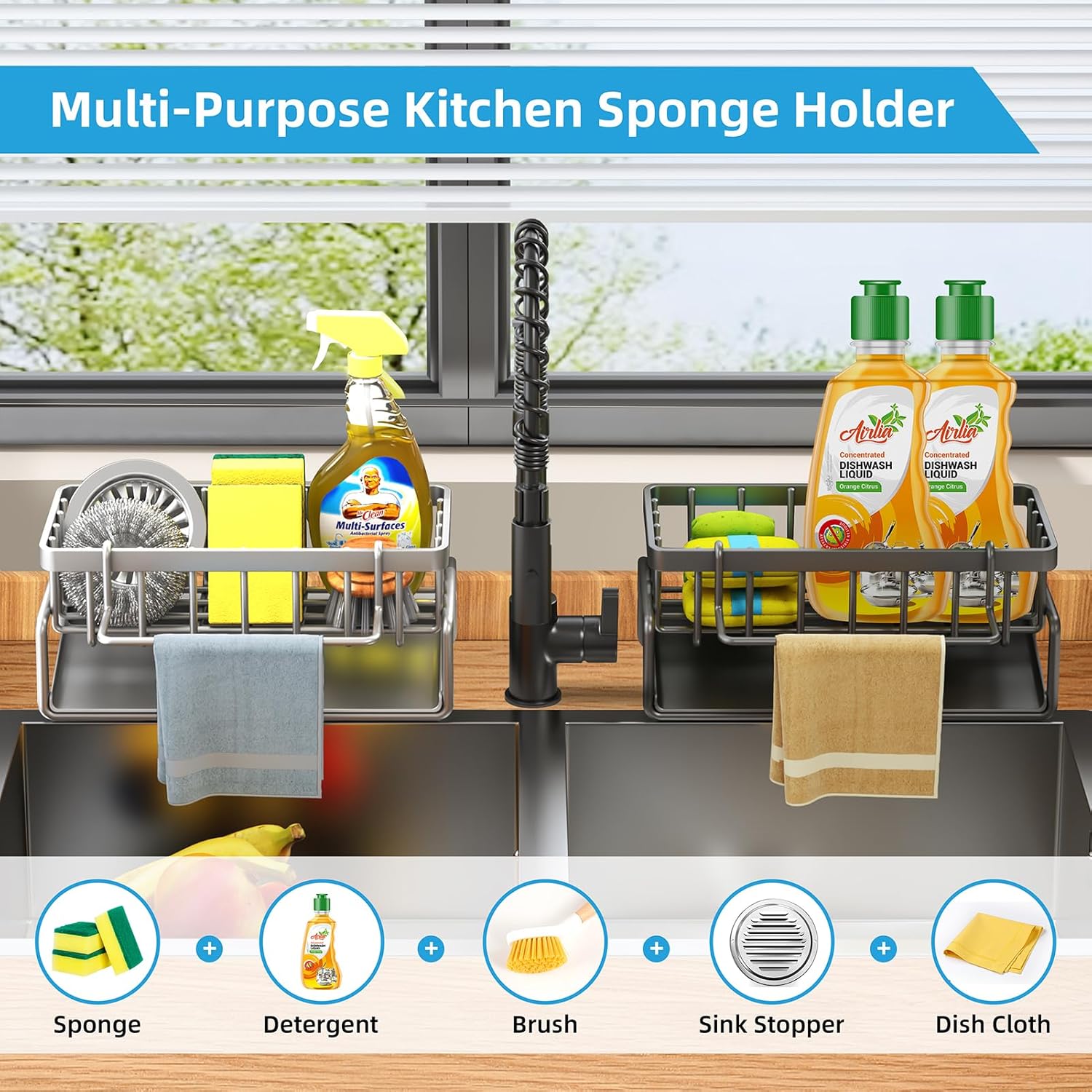 حامل إسفنج المطبخ المطور من ال - مراجعة Kitchen Gadgets Rack Storage وسعره